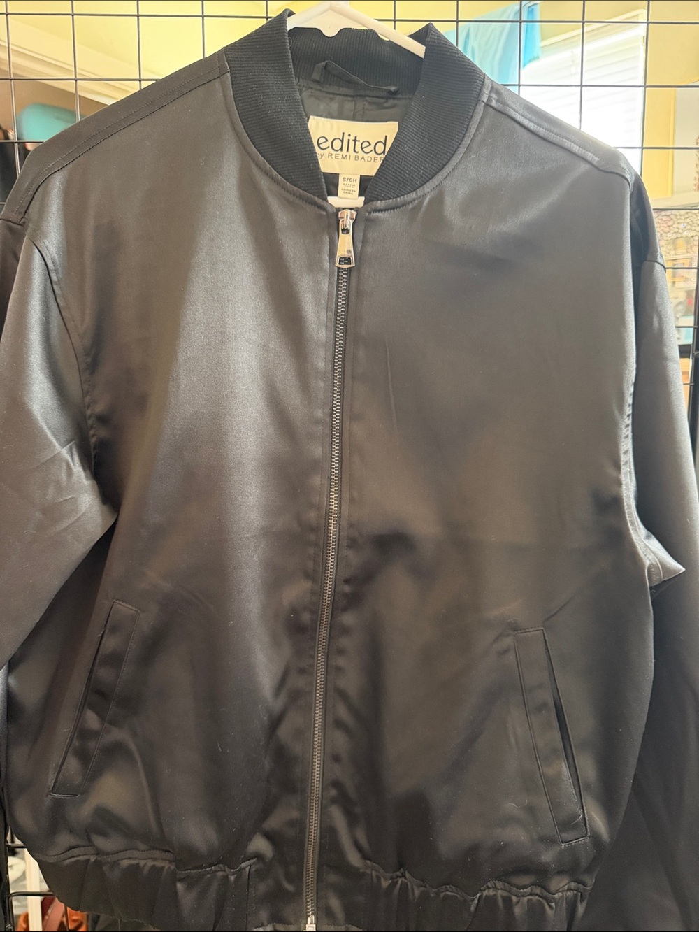 Unisex NWOT Edikted Black Satin Bomber Jacket